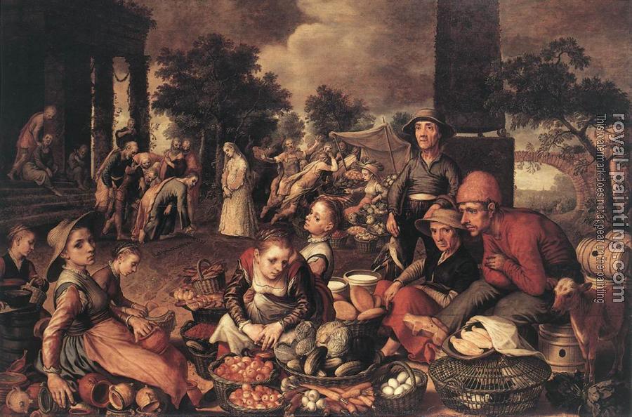 Pieter Aertsen : Market Scene with Christ and the Adulteress